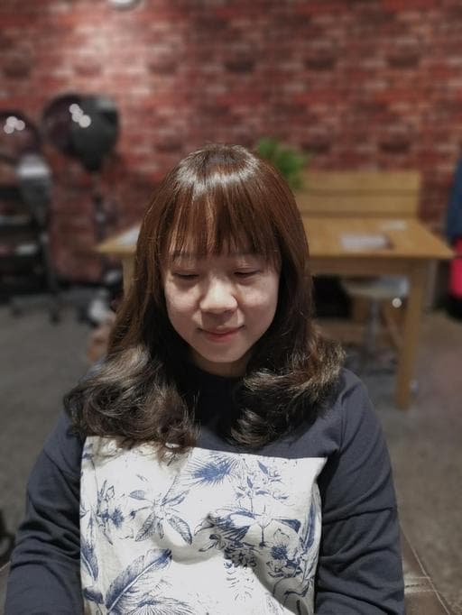 女生中長髮、女生燙髮、溫塑燙