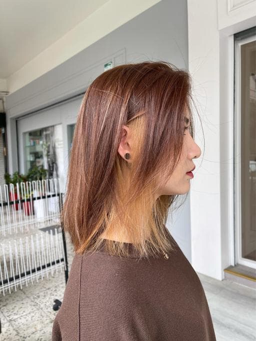 耳圈染、女生中長髮、女生染髮