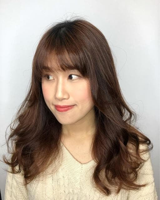 韓系捲度、女生長髮、短瀏海