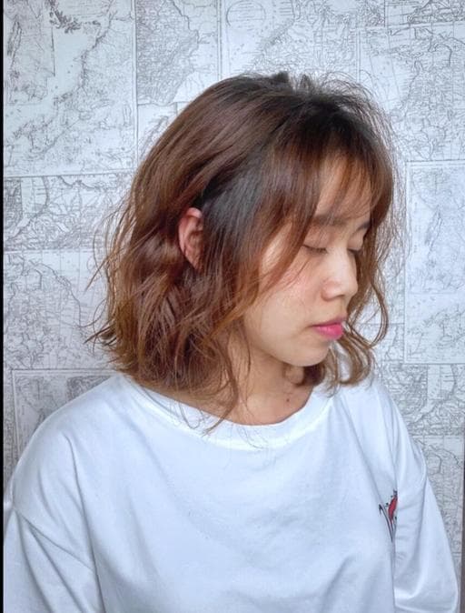 女生中長髮、女生燙髮、溫塑燙