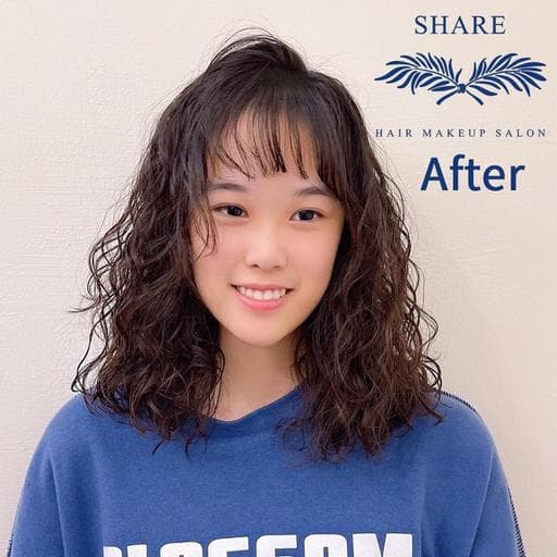 女生中長髮、燙卷、質感溫塑