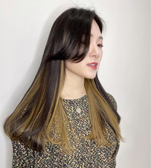 長瀏海、漂色、女生長髮