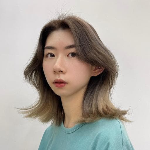 女生中長髮、長瀏海、咖啡色系