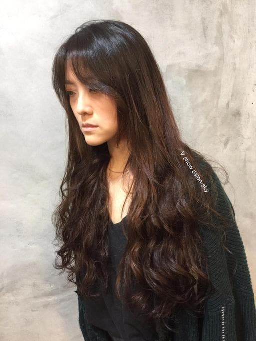 女生長髮、長瀏海、溫塑燙
