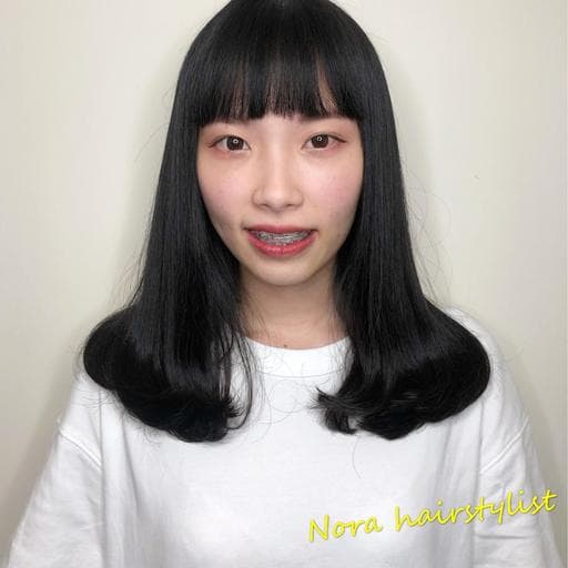 女生中長髮、質感溫塑、C字燙