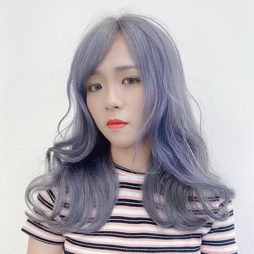 女生中長髮、長瀏海、漂色