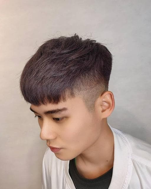 男生短髮、霧灰紫、夢幻藍灰紫色
