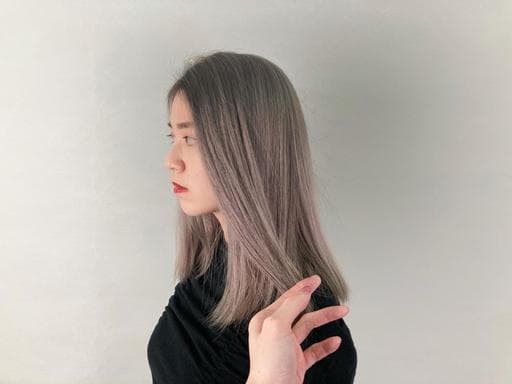 女生中長髮、長瀏海、設計染