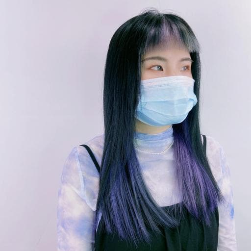 女生中長髮、挑染、漂色