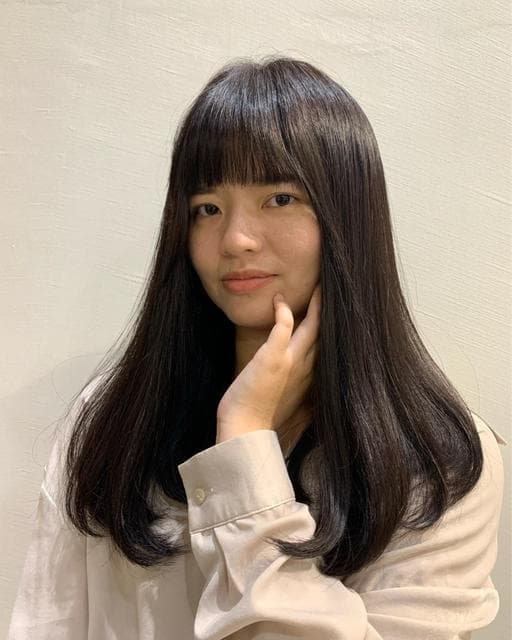 女生長髮、溫塑燙、短瀏海