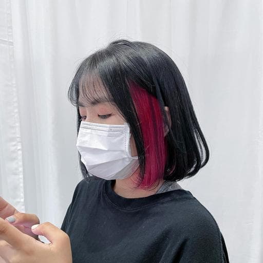 女生中長髮、挑染、設計染