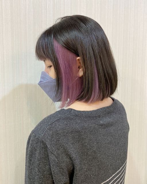 女生中長髮、短瀏海、女生染髮