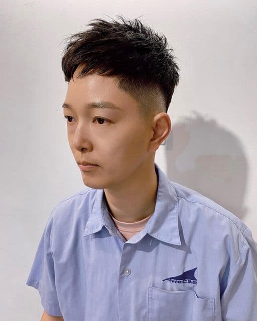 男生短髮、短瀏海、長臉