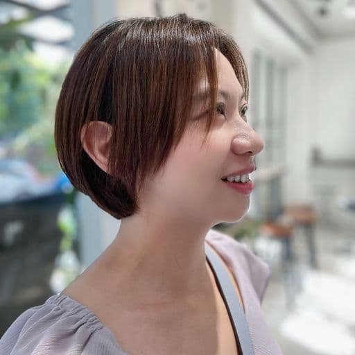 女生短髮、長瀏海、細軟髮