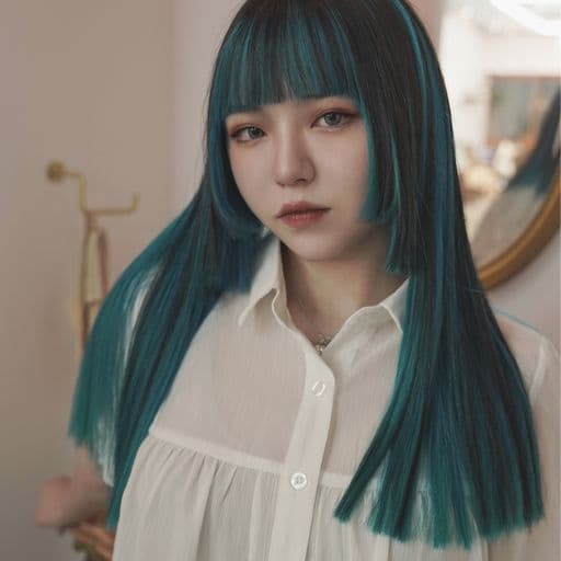 女生長髮、短瀏海、女生染髮
