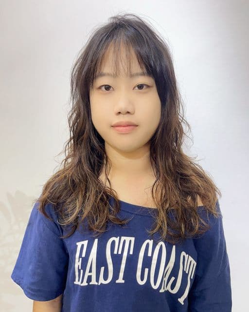 女生長髮、短瀏海、女生燙髮