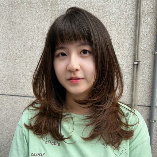 女生長髮、短瀏海、女生染髮