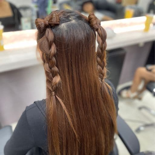 女生長髮、造型編髮、蝴蝶結編髮造型