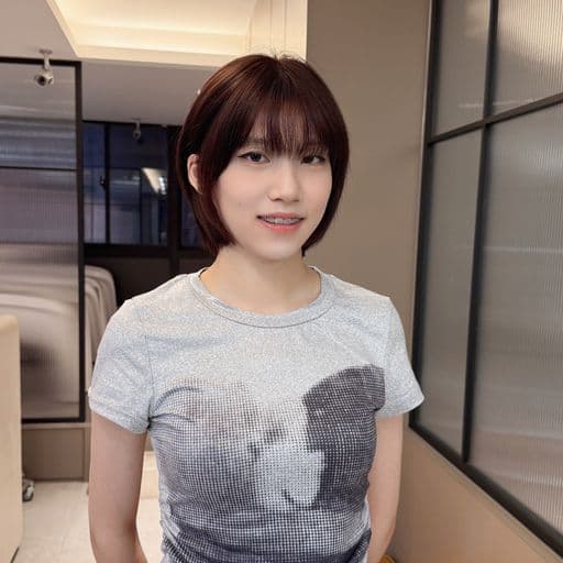 女生中長髮、短瀏海、女生染髮