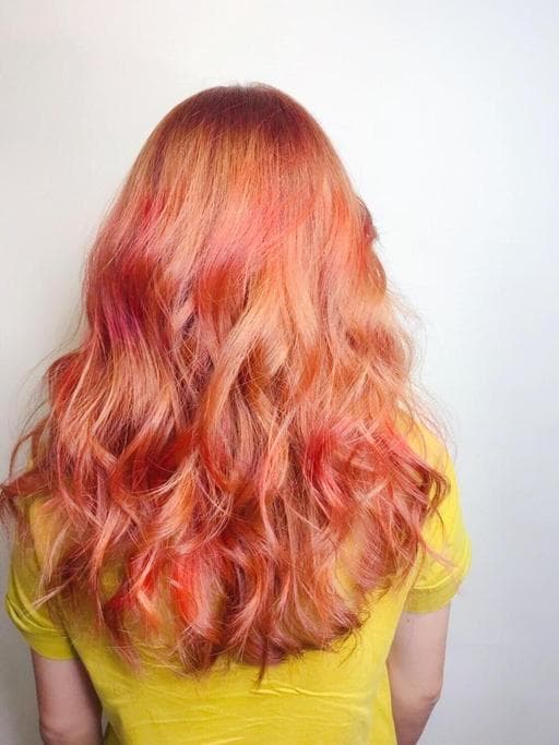 女生染髮、珊瑚橘色、花蓮染髮
