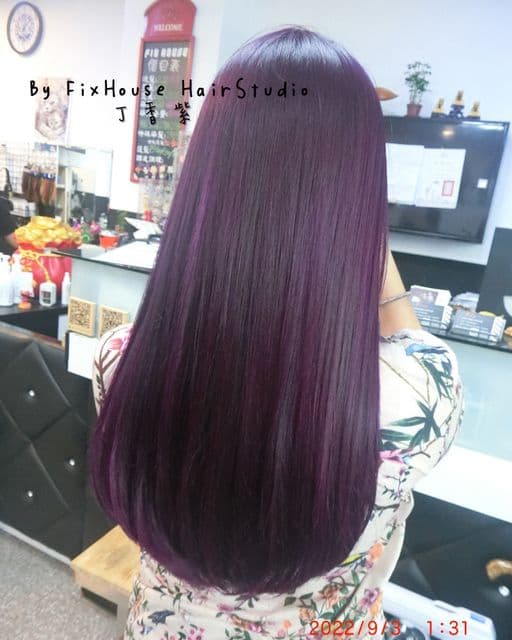 丁香紫色、女生染頭髮、台中染髮